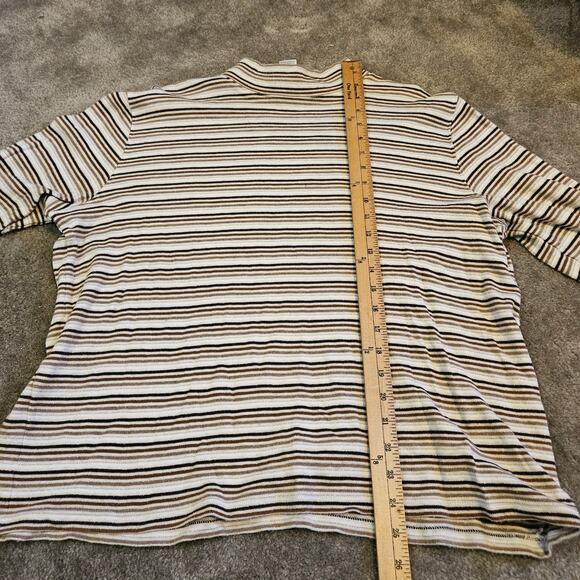 Studio Works Size Extra Large XL Striped Stripes Brown White Cotton Mock Neck - Picture 6 of 8